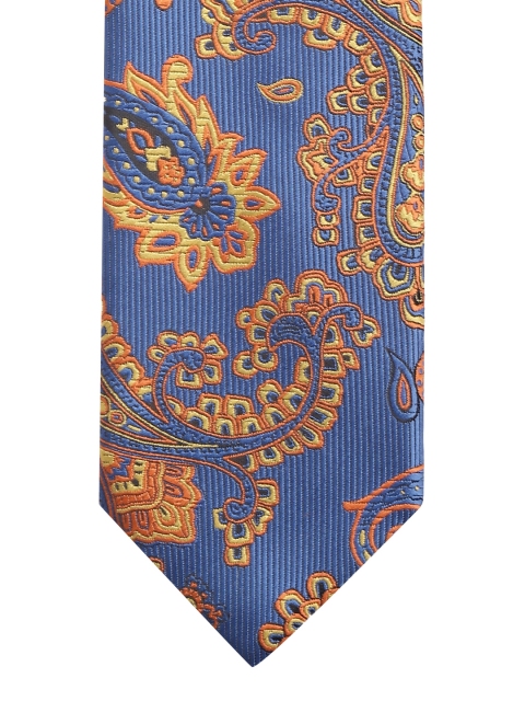 

Lino Perros Navy Blue & Orange Woven Design Broad Tie