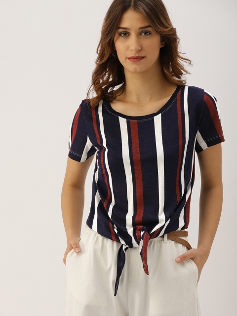 

Ms.Taken Women Navy Blue & White Striped Top