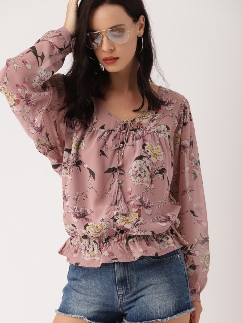 

Ms.Taken Women Mauve Printed Blouson Top