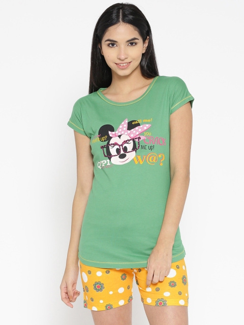 

July Nightwear Women Green & Yellow Printed Night suit JDM150