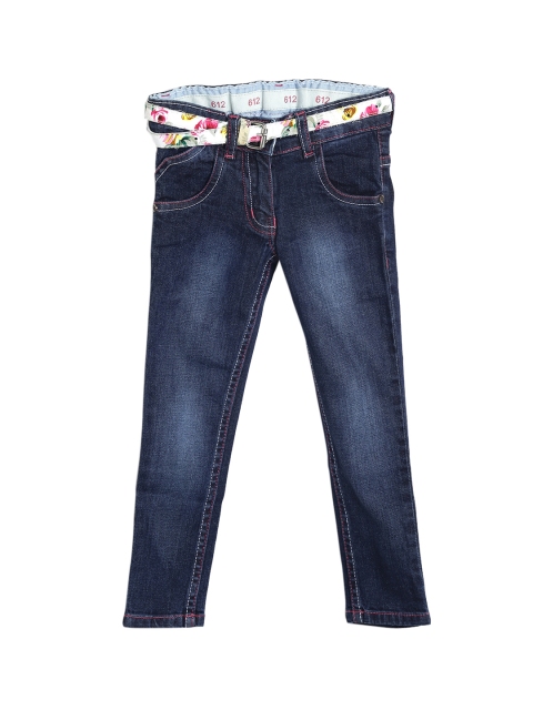

612 league Girls Blue Regular Fit High-Rise Clean Look Jeans