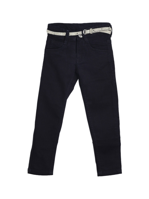 

612 league Girls Black Regular Fit Mid-Rise Clean Look Jeans