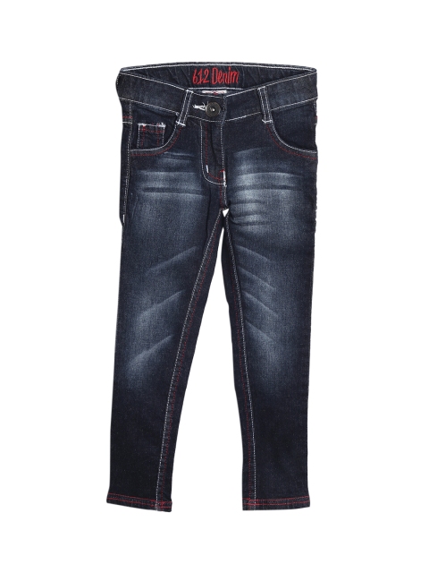 

612 league Girls Blue Regular Fit High-Rise Clean Look Jeans