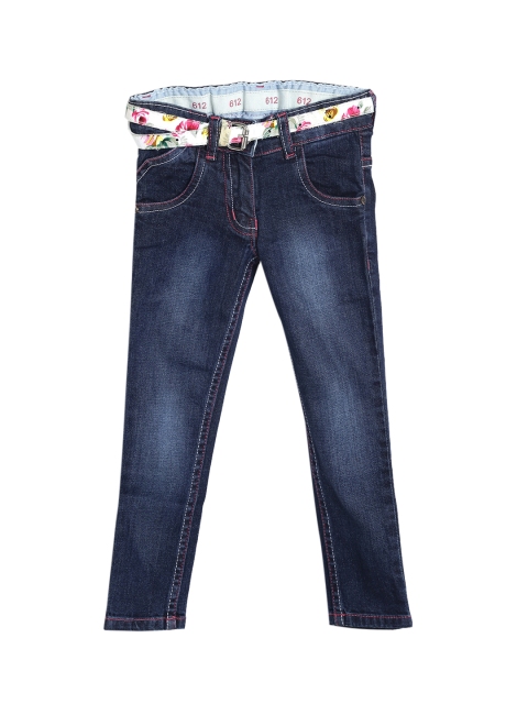 

612 league Girls Blue Regular Fit Mid-Rise Clean Look Jeans