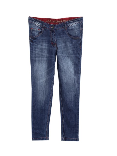 

612 league Girls Blue Regular Fit High-Rise Clean Look Jeans