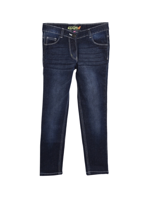 

612 league Girls Blue Regular Fit Mid-Rise Clean Look Jeans