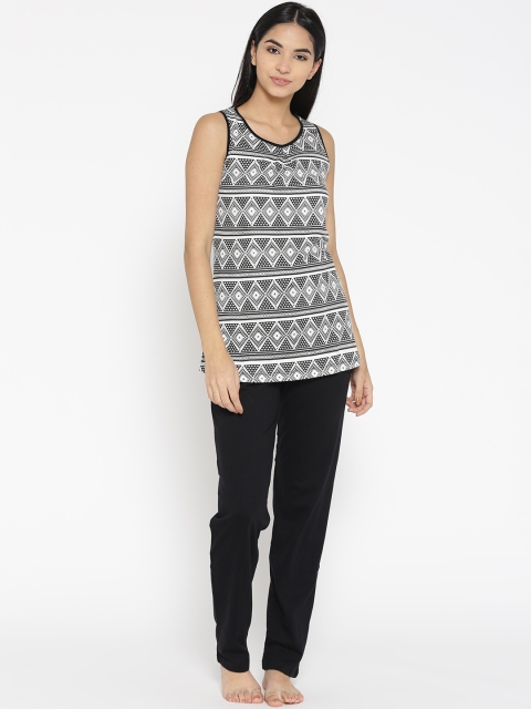 

July Nightwear Women Black & White Printed Night suit JDA142