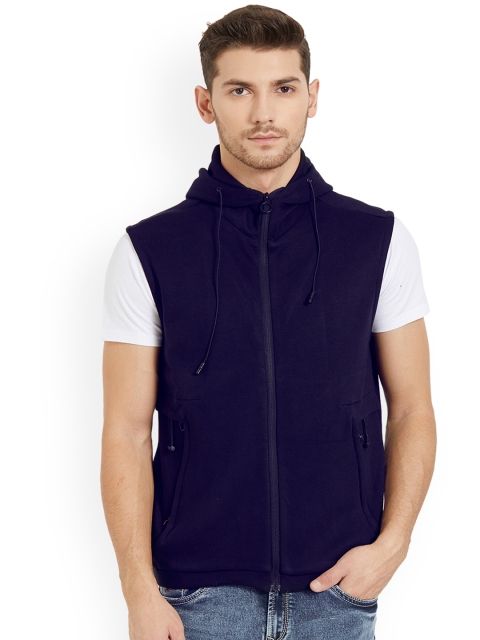 

Status Quo Men Navy Blue Solid Hooded Sweatshirt