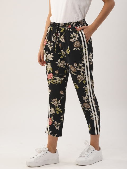 

Ms.Taken Women Black Regular Fit Printed Regular Cropped Trousers