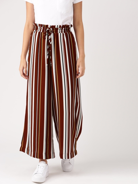 

Ms. Taken by Kriti Sanon Women Maroon & White Regular Fit Striped Parallel Trousers