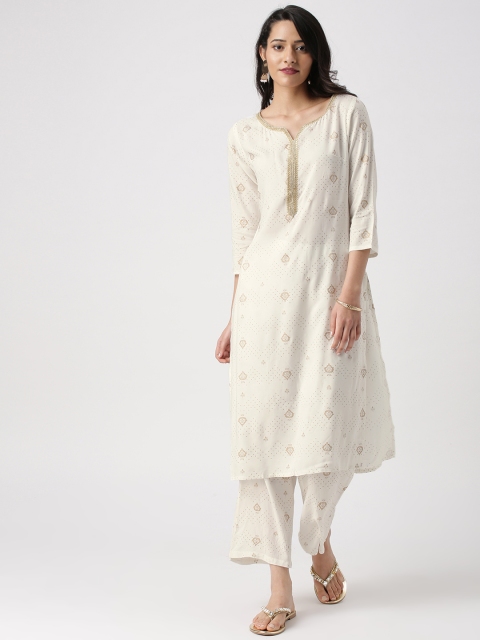 

IMARA Women Off-White Printed Kurta with Palazzos