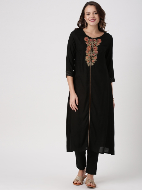 

IMARA Women Black Yoke Design Kurta with Salwar