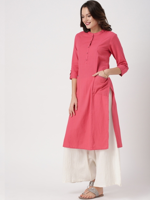 

IMARA Women Pink Solid Straight Kurta