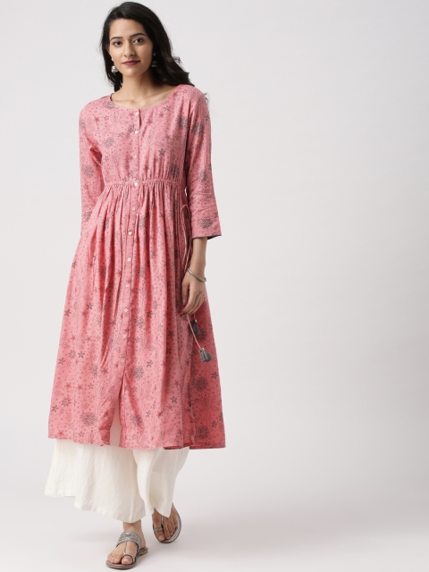 

IMARA Women Pink Printed A-Line Kurta