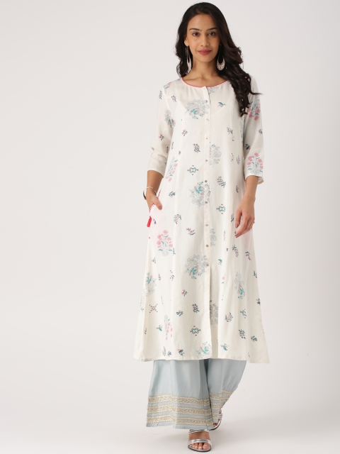 

IMARA Women Off-White Printed A-Line Kurta