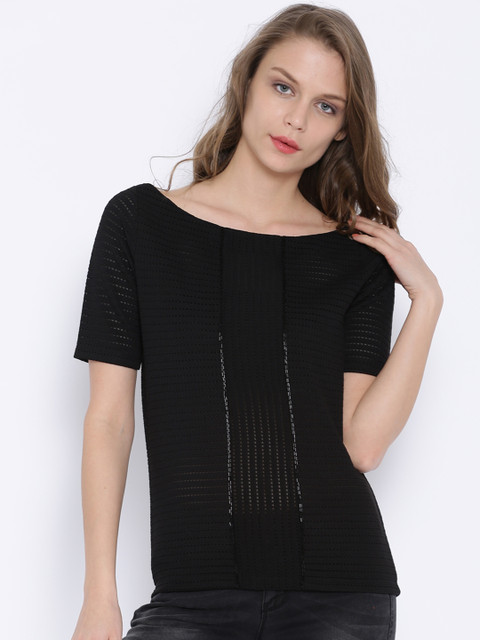 

Wills Lifestyle Black Top with Cut-Out Detail