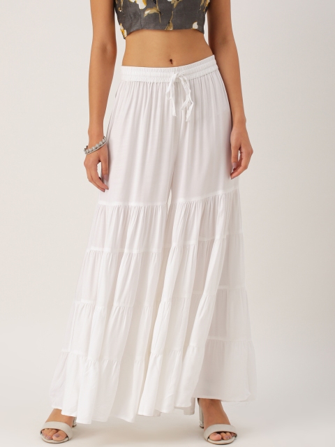 

IMARA Women White Flared Solid Shararas