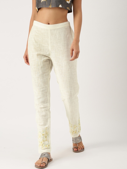 

IMARA Women Off-White Embroidered Trousers