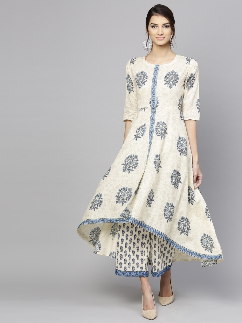 

Libas Women Off-White & Blue Printed Kurta with Palazzos
