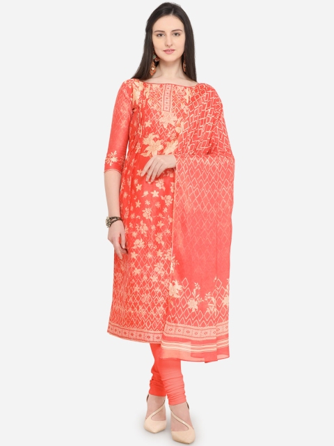 

Rajnandini Peach-Coloured & Beige Silk Blend Unstitched Dress Material