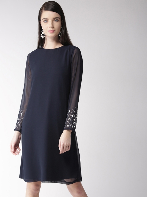 

Antheaa Women Navy Blue Solid Shift Dress