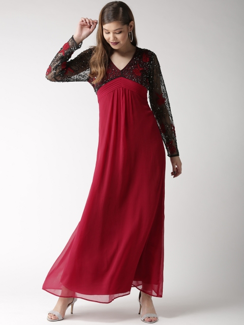 

Antheaa Women Maroon Solid Empire Maxi Dress