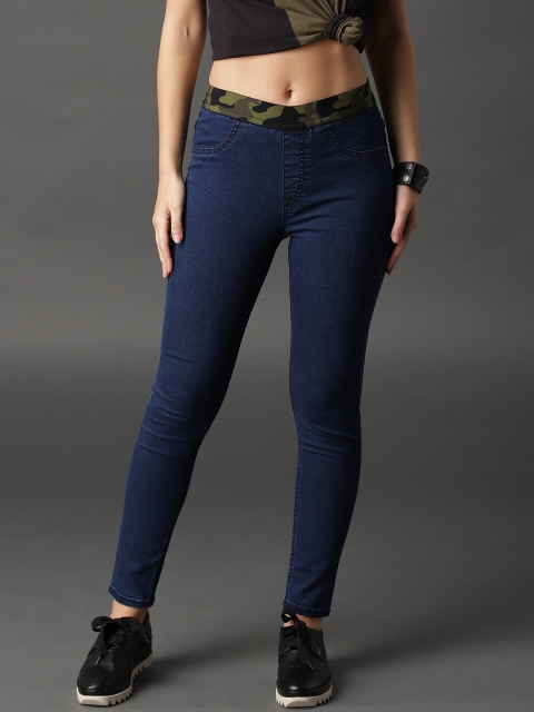 

Roadster Women Blue Solid Mid-Rise Skinny Fit Denim Jeggings