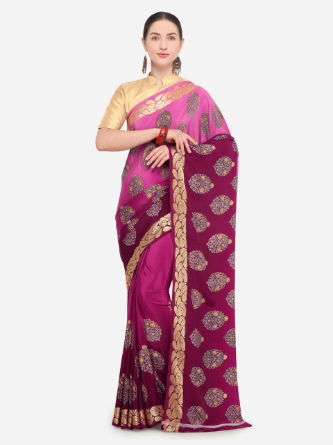 

Triveni Purple Printed Poly Crepe Saree