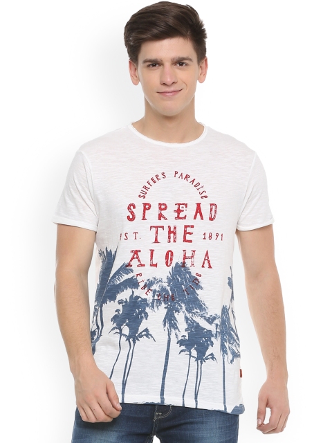 

People Men White Printed Round Neck T-shirt