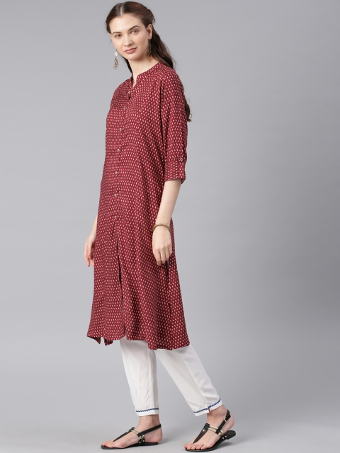 

Alena Women Maroon Printed A-Line Kurta