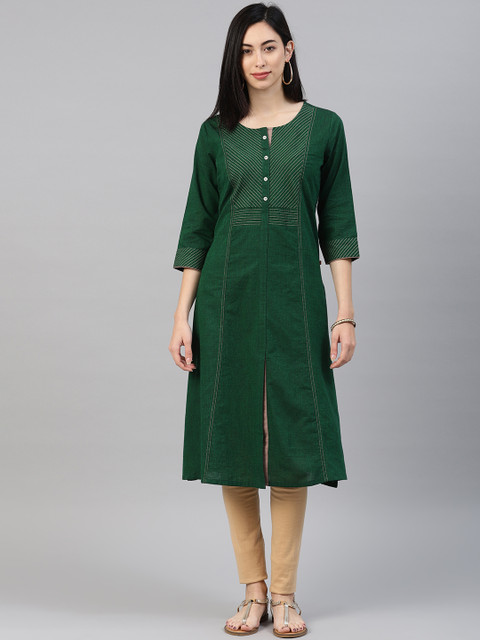 

Alena Women Green Solid Straight Kurta