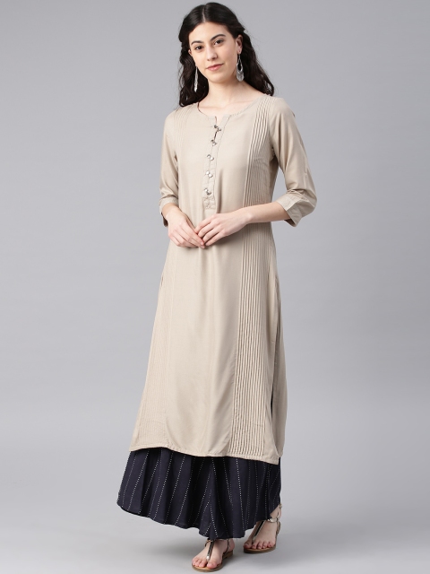 

Alena Women Grey Solid Straight Kurta