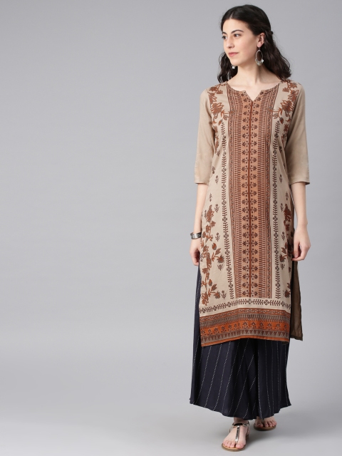 

Alena Women Beige Printed Straight Kurta