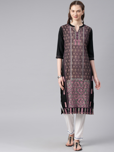 

Alena Women Black Printed Straight Kurta