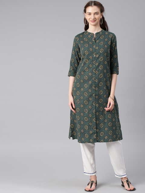 

Alena Women Green Printed A-Line Kurta