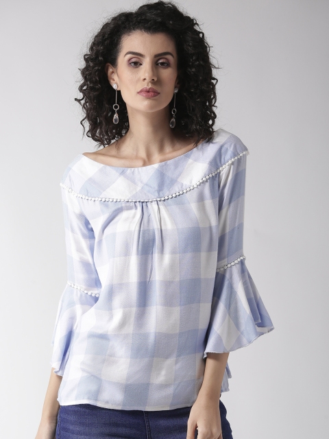 

Style Quotient Women Blue & White Checked Top