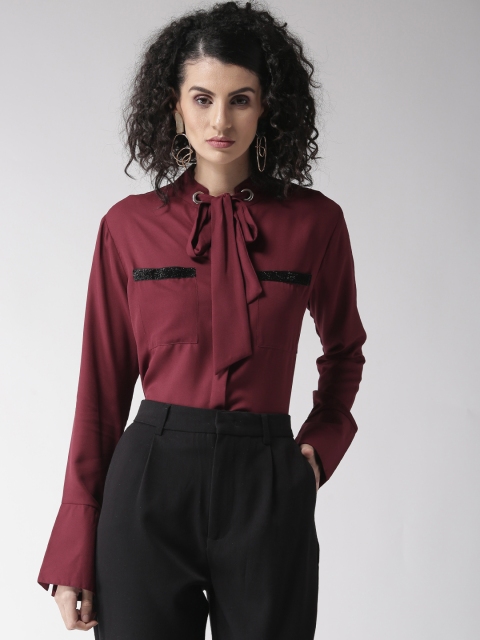 

Style Quotient Women Maroon Solid Shirt Style Top