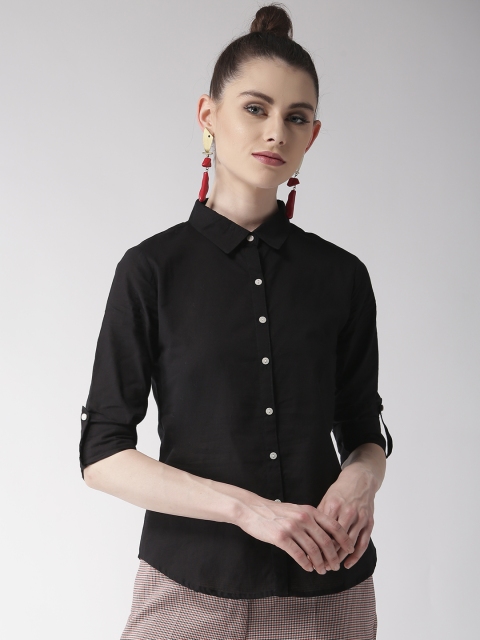 

Style Quotient Women Black Regular Fit Solid Casual Shirt