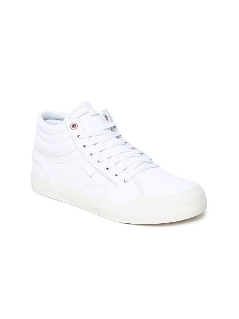 

DC Women White Solid Leather Mid-Top Sneakers