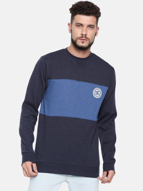 

DC Men Navy Blue Colourblocked Sweatshirt