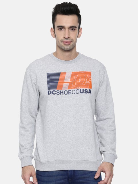 

DC Men Grey Melange Printed Sweatshirt