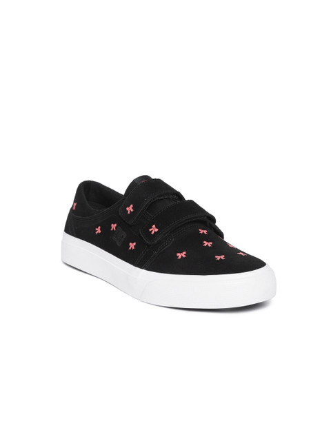 

DC Girls Black Leather Printed Sneakers