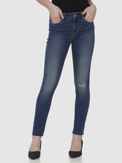 

Vero Moda Women Blue Skinny Fit Mid-Rise Low Distress Stretchable Jeans