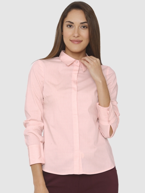 

Vero Moda Women Pink Regular Fit Checked Casual Shirt