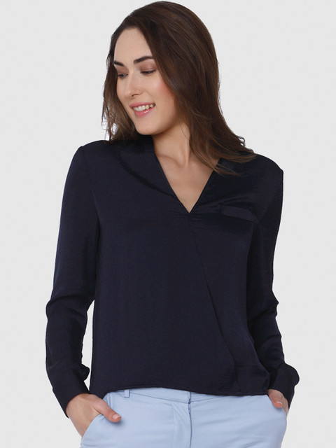 

Vero Moda Women Navy Blue Solid Top