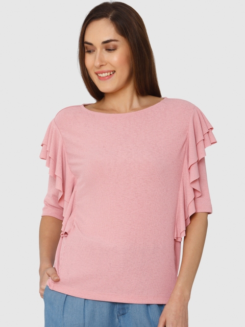 

Vero Moda Women Pink Solid Ruffle Top