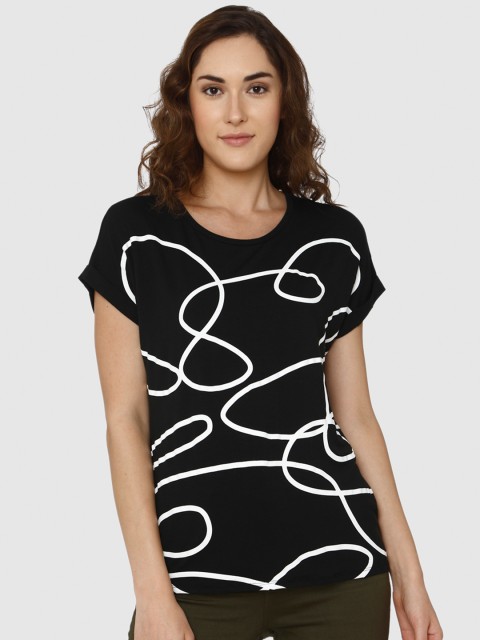 

Vero Moda Women Black & White Printed Top