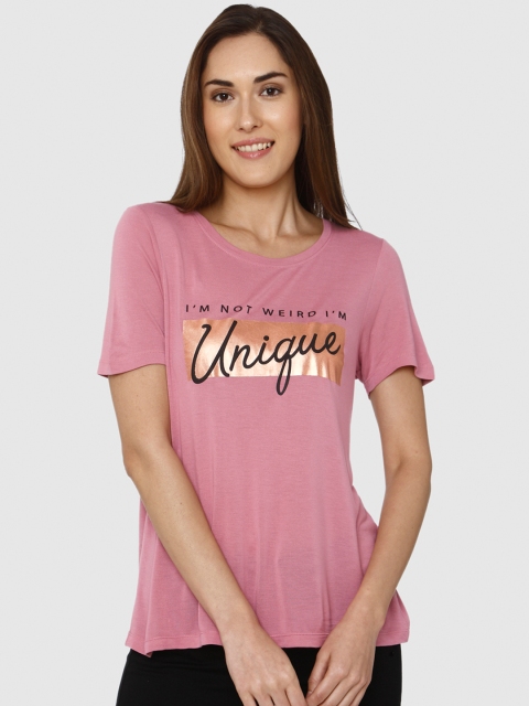 

Vero Moda Women Pink Printed Round Neck T-shirt