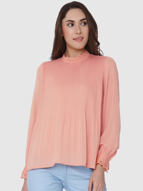 

Vero Moda Women Peach-Coloured Solid High-Neck Top