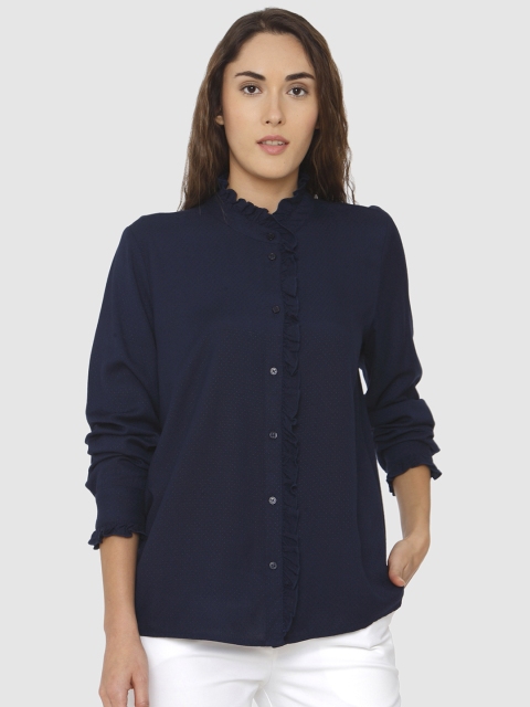 

Vero Moda Women Navy Blue Regular Fit Solid Casual Shirt